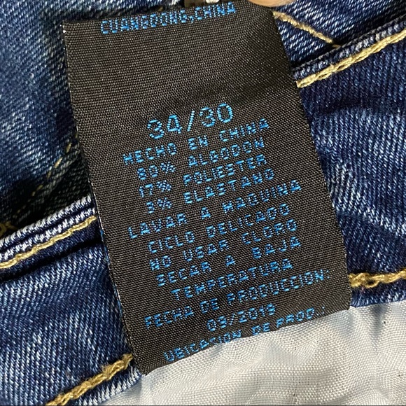 Blue Tar jeans med wash BLUE relaxed fit denim distressed 5 pocket size 34/30 - Picture 6 of 12